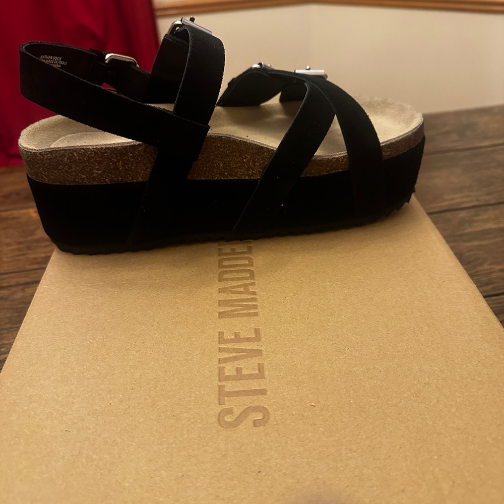 Steve Madden Black Suede Platform Sandals Goth punk Never worn